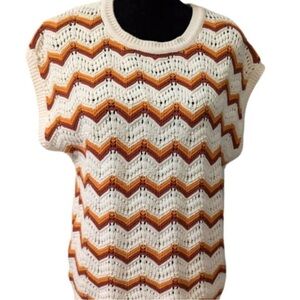 Jessica Simpson Chevron Knit Sweater - Cream, Orange, Brown